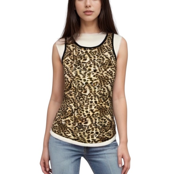 Vintage 90s/Y2K tight fitting stretch leopard animal print slinky tank top - Picture 1 of 9